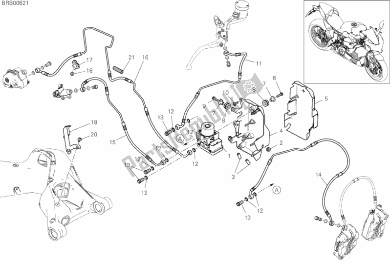 Tutte le parti per il Impianto Frenante Abs del Ducati Superbike Panigale V4 S USA 1100 2019